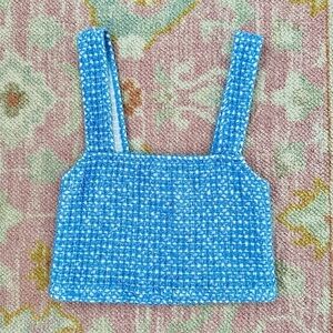 bright blue knit crop top